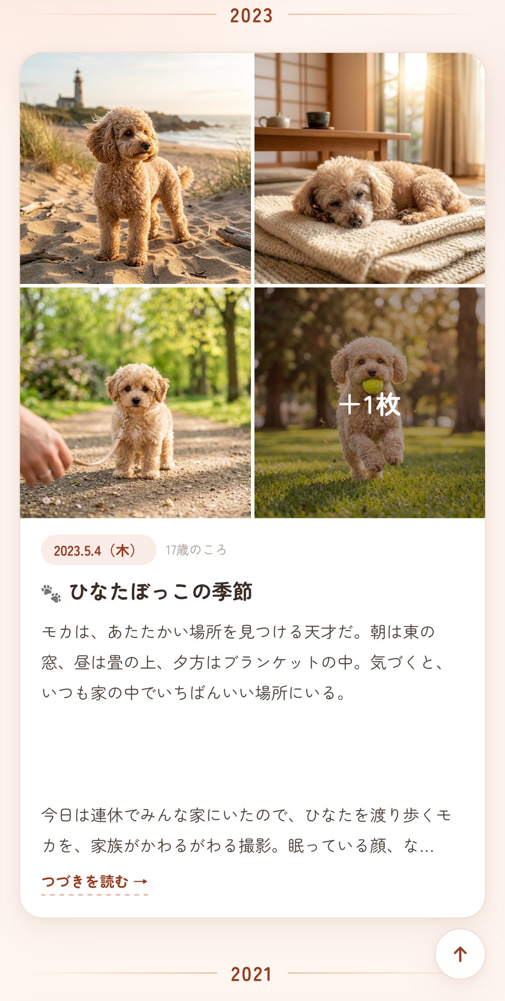 うちの子ブログ 実物サンプル（記事ページ・写真レイアウト）